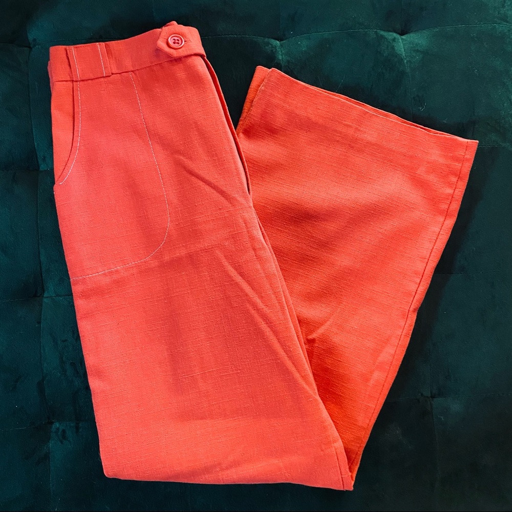Vtg Orange Wide Leg Pants